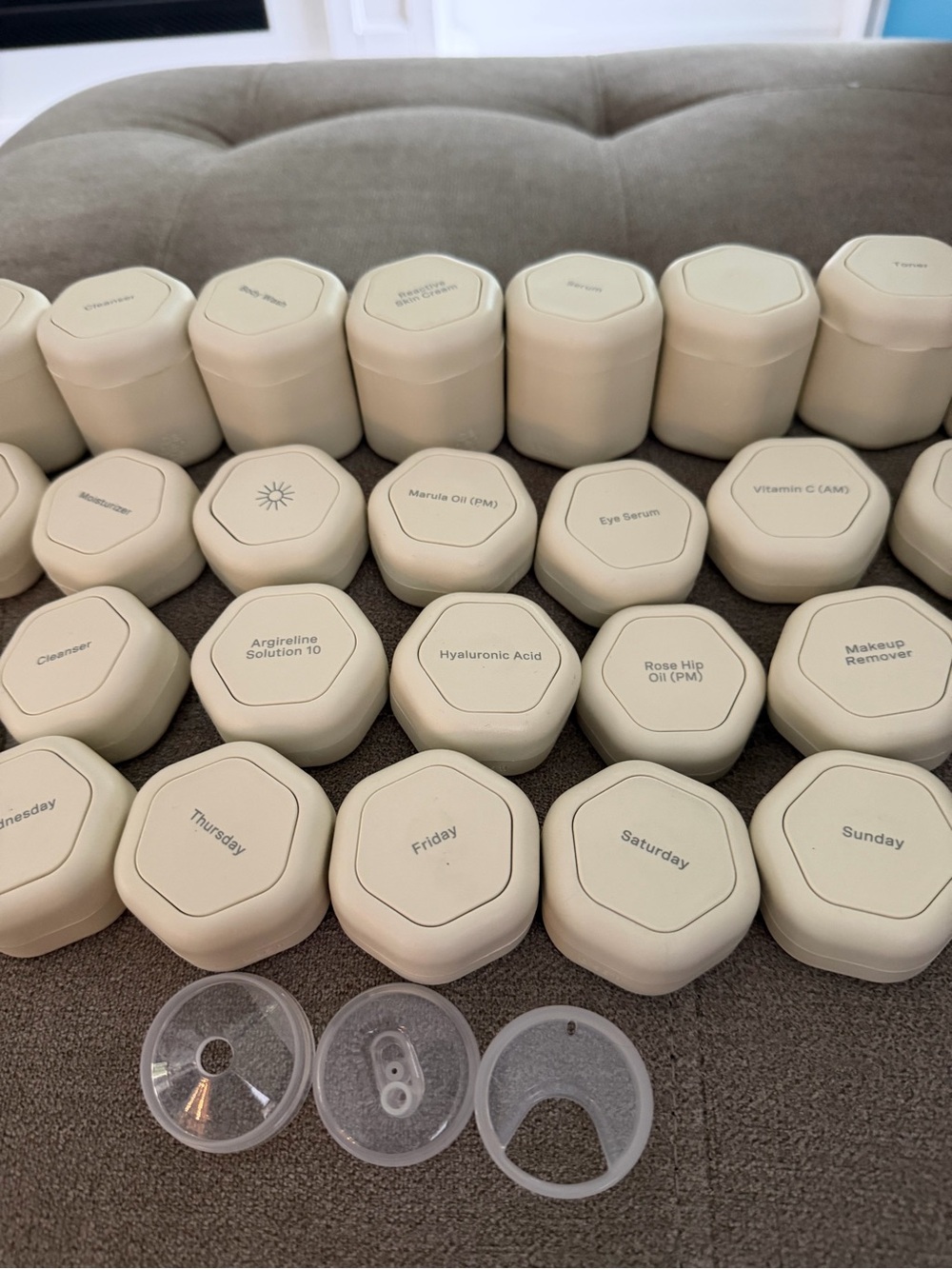Cadence Day & Night Skincare Organizer Jars in Cream - Picture 3 of 7
